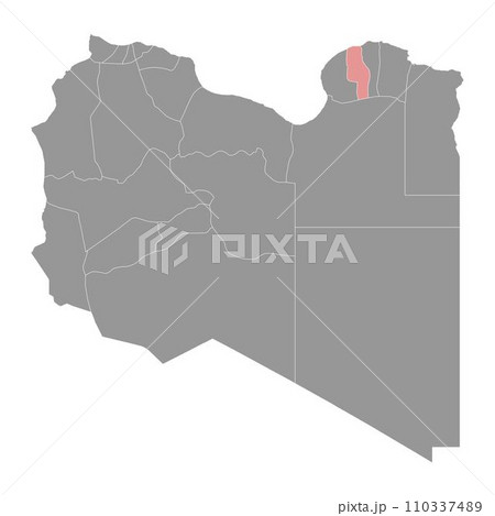 Marj district map, administrative division of Libya. Vector illustration. 110337489