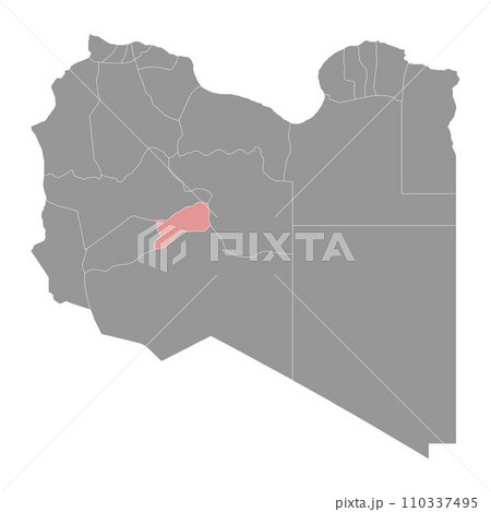 Sabha district map, administrative division of Libya. Vector illustration. Sabha district map, administrative division of Libya. Vector illustration. 110337495