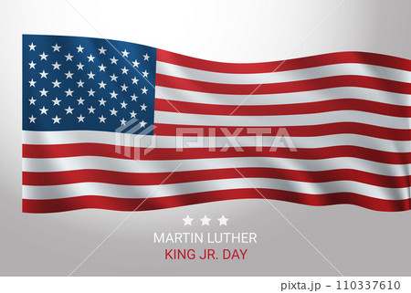 Martin Luther King Jr. Day black man and USA flag MLK banner horizontal 110337610