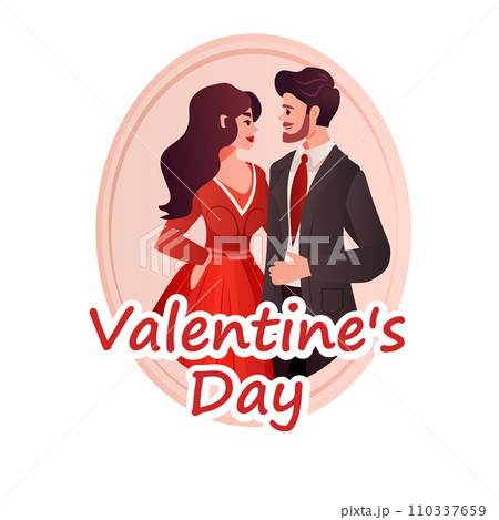 man woman lovers standing together happy valentines day celebration concept 110337659