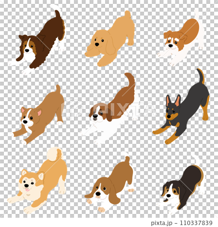 Simple and cute dog illustration set E that invites you to play (no main line) 110337839