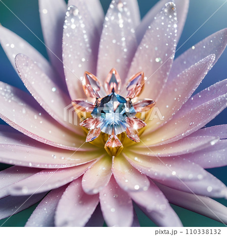 幻想的な輝き　宝石のような中心を持つ水の花 110338132