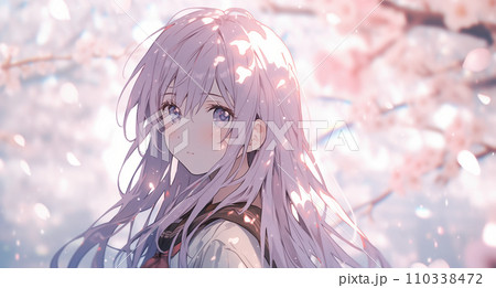 満開の桜と女子生徒卒業・入学シーズンイメージ 満開の桜と女子生徒卒業・入学シーズンイメージ 110338472