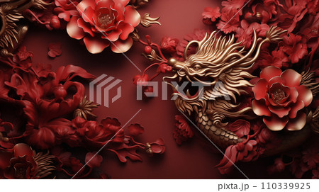 Happy Chinese new year background. Dragon background with copy space. Generative AI 110339925