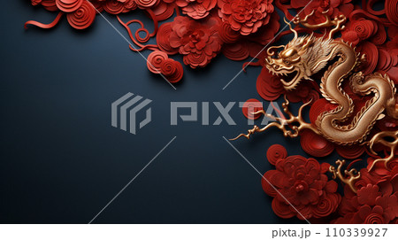 Happy Chinese new year background. Dragon background with copy space. Generative AI 110339927