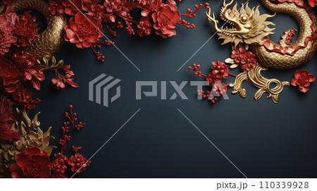 Happy Chinese new year background. Dragon background with copy space. Generative AI 110339928