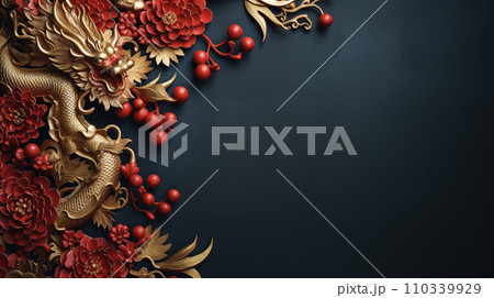 Happy Chinese new year background. Dragon background with copy space. Generative AI 110339929