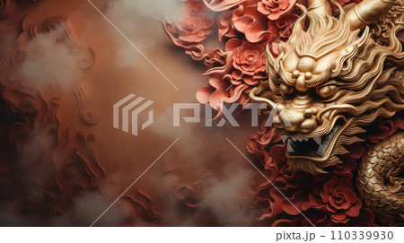 Happy Chinese new year background. Dragon background with copy space. Generative AI 110339930