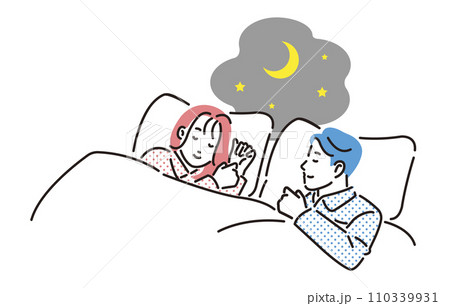 人物 快適な睡眠をとる男女 110339931