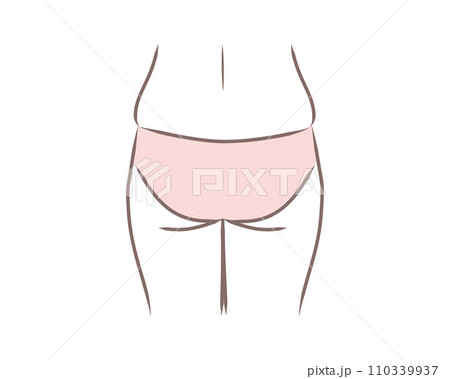 垂れて広がった大きな女性のお尻のイラスト 110339937