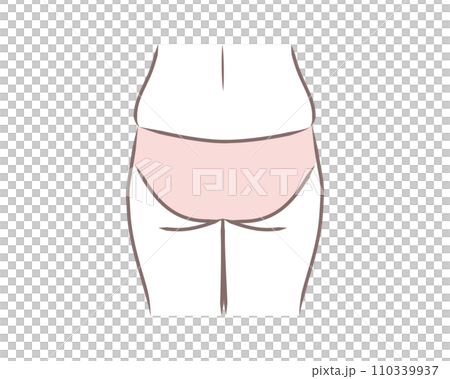 垂れて広がった大きな女性のお尻のイラスト 110339937