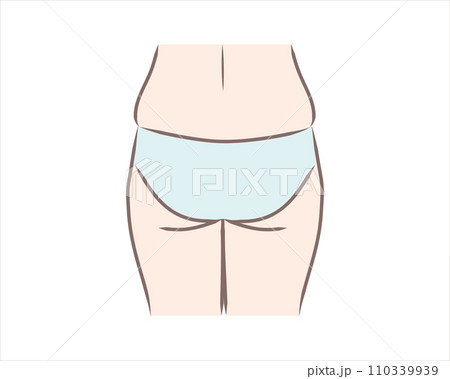 垂れて広がった大きな女性のお尻のイラスト 110339939