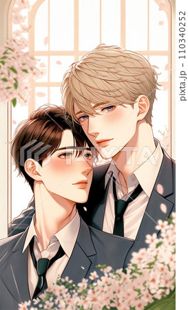 ボーイズラブのイメージ 男子高校生2人 BL Generative AI ボーイズラブのイメージ 男子高校生2人 BL Generative AI 110340252