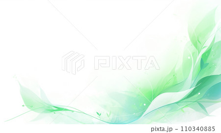 緑　水彩　曲線　ビジネス背景イラスト　Generative AI 110340885