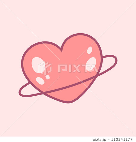Heart Planet Cute Hand Drawn Valentine's Day Vector illustration 110341177