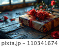 A Gift Box Awaits Symbolizing Affection on Valentine's Day or a Sweet Anniversary 110341674