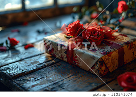 A Gift Box Awaits Symbolizing Affection on Valentine's Day or a Sweet Anniversary A Gift Box Awaits Symbolizing Affection on Valentine's Day or a Sweet Anniversary 110341674