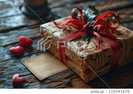 A Gift Box Awaits Symbolizing Affection on Valentine's Day or a Sweet Anniversary A Gift Box Awaits Symbolizing Affection on Valentine's Day or a Sweet Anniversary 110341676