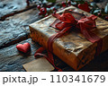 A Gift Box Awaits Symbolizing Affection on Valentine's Day or a Sweet Anniversary 110341679