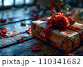 A Gift Box Awaits Symbolizing Affection on Valentine's Day or a Sweet Anniversary 110341682
