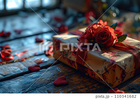 A Gift Box Awaits Symbolizing Affection on Valentine's Day or a Sweet Anniversary A Gift Box Awaits Symbolizing Affection on Valentine's Day or a Sweet Anniversary 110341682