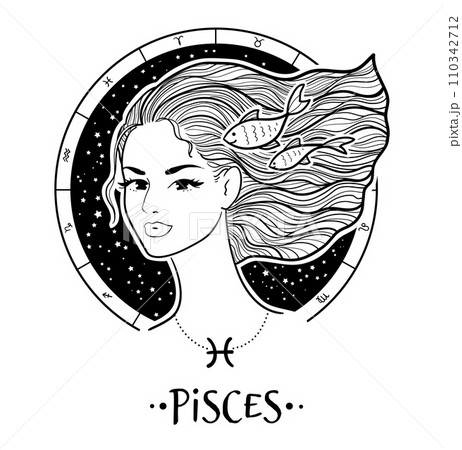 Pisces zodiac sign line ar Pisces zodiac sign line ar 110342712