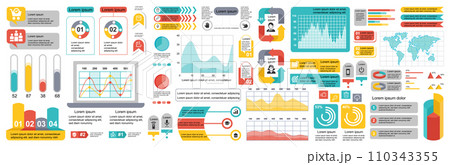 Mega set of infographic elements data visualization vector design template. Can be used for steps, options, business process, workflow, diagram, flowchart, timeline, marketing. Bundle info graphics. Mega set of infographic elements data visualization vector design template. Can be used for steps, options, business process, workflow, diagram, flowchart, timeline, marketing. Bundle info graphics. 110343355