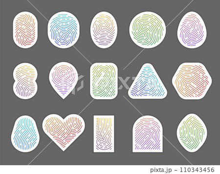 Fingerprints. Security online id scan fingerprints biometric protection recent vector stylized linear illustrations Fingerprints. Security online id scan fingerprints biometric protection recent vector stylized linear illustrations 110343456