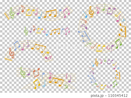 音符/五線譜音樂裝飾邊框/框架套裝 音符/五線譜音樂裝飾邊框/框架套裝 110345412