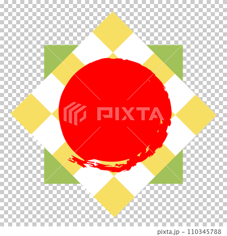 和風の赤い丸と格子の背景素材 和風の赤い丸と格子の背景素材 110345788