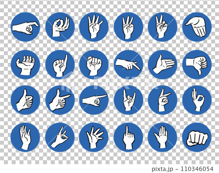Line drawing illustration set of various hand signs Hand-drawn style illustrations 110346054