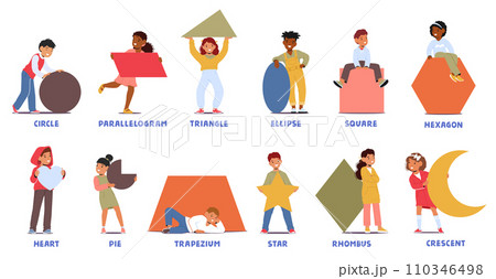 Excited Kids Hold Vibrant Geometric Shapes, Their Faces Beaming With Joy And Curiosity As They Explore Mathematics Excited Kids Hold Vibrant Geometric Shapes, Their Faces Beaming With Joy And Curiosity As They Explore Mathematics 110346498