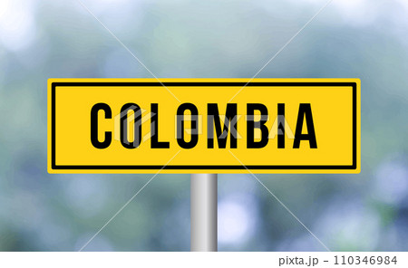 Colombia road sign on blur background 110346984
