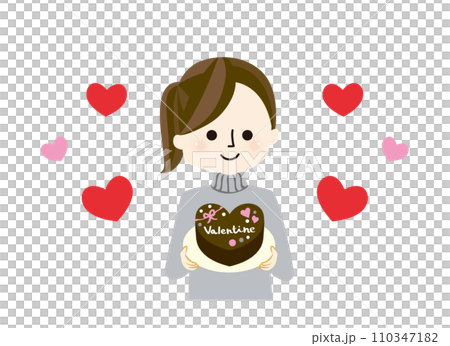 A picture of a woman holding valentine chocolates A picture of a woman holding valentine chocolates 110347182