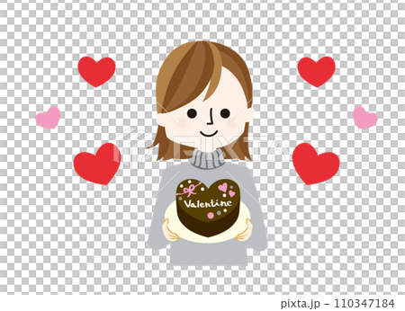 Illustration of a woman giving a Valentine's gift 110347184