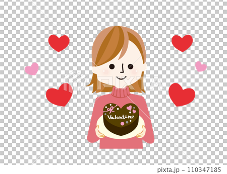 A picture of a woman holding a valentine's day gift 110347185