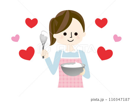お菓子作りをする女の人のイラスト お菓子作りをする女の人のイラスト 110347187