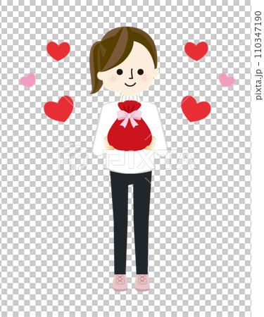 一個女人送禮物的插圖 一個女人送禮物的插圖 110347190