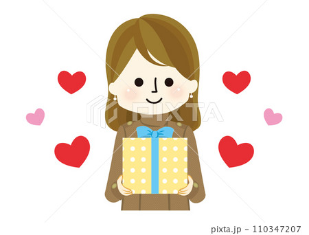 プレゼントを渡す女の子のイラスト 110347207