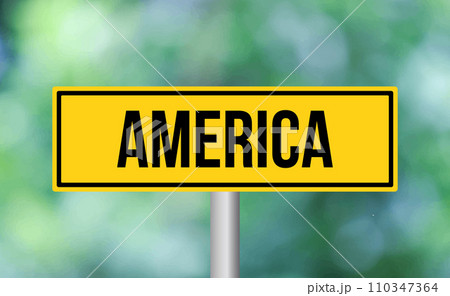 America road sign on blur background 110347364