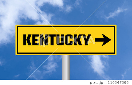 Kentucky road sign on cloudy sky background Kentucky road sign on cloudy sky background 110347396