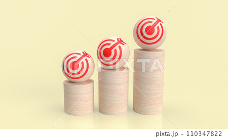 The target icon ball  on wood bar chart for Business concept 3d rendering. 110347822
