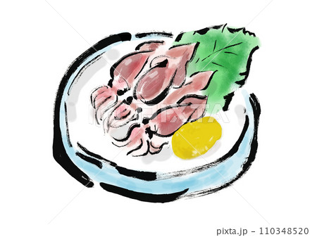 ホタルイカの酢味噌和えの和風手描きイラスト 110348520