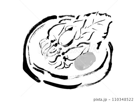 ホタルイカの酢味噌和えの和風手描きイラスト 110348522