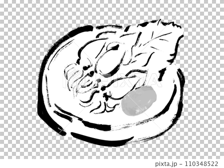 ホタルイカの酢味噌和えの和風手描きイラスト 110348522