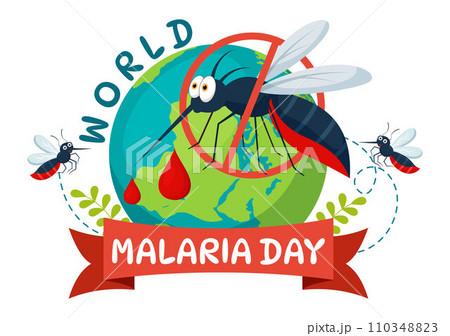 World Malaria Day Vector Illustration on April 25 with Earth Protected from Mosquitoes to Avoid Mosquito Bites in Healthcare Flat Cartoon Background 110348823