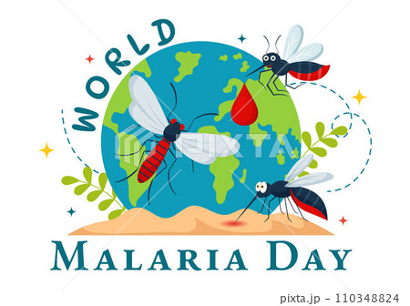 World Malaria Day Vector Illustration on April 25 with Earth Protected from Mosquitoes to Avoid Mosquito Bites in Healthcare Flat Cartoon Background 110348824