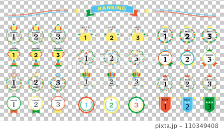 Ranking Icon Variation Pop Colorful Medal Laurel Laurel Wreath Crown Set 110349408