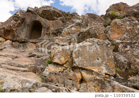 Fasillar monument and ruins, depicted in a mountainous temple, in Fasillar village of Beysehir, Konya 110350532