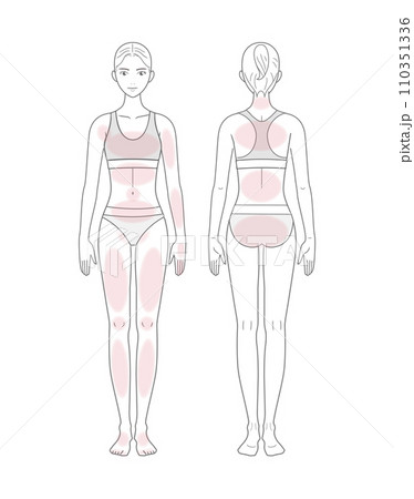 女性_タイプC_全身_スポーツ_部位マーク 110351336